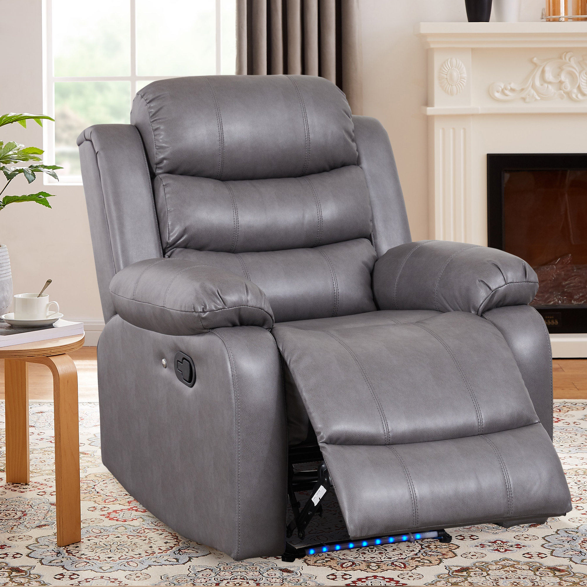 Ivy Bronx 34.25'' Faux Leather Manual Recline Recliner Chair With